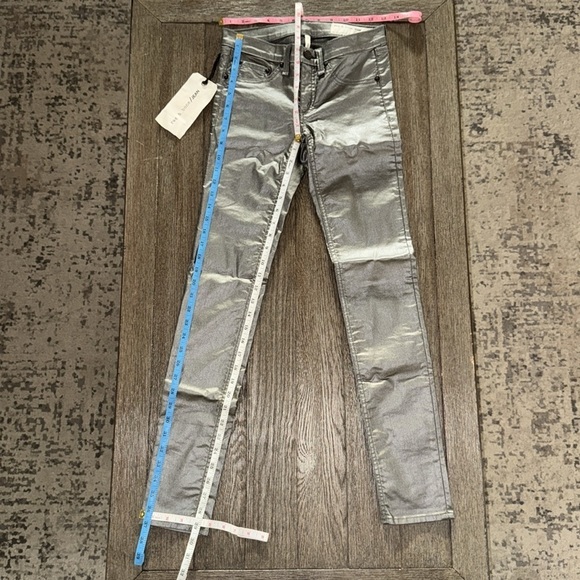 Rag & Bone Leggings Skinny Jeans Pewter Metallic - Picture 10 of 12